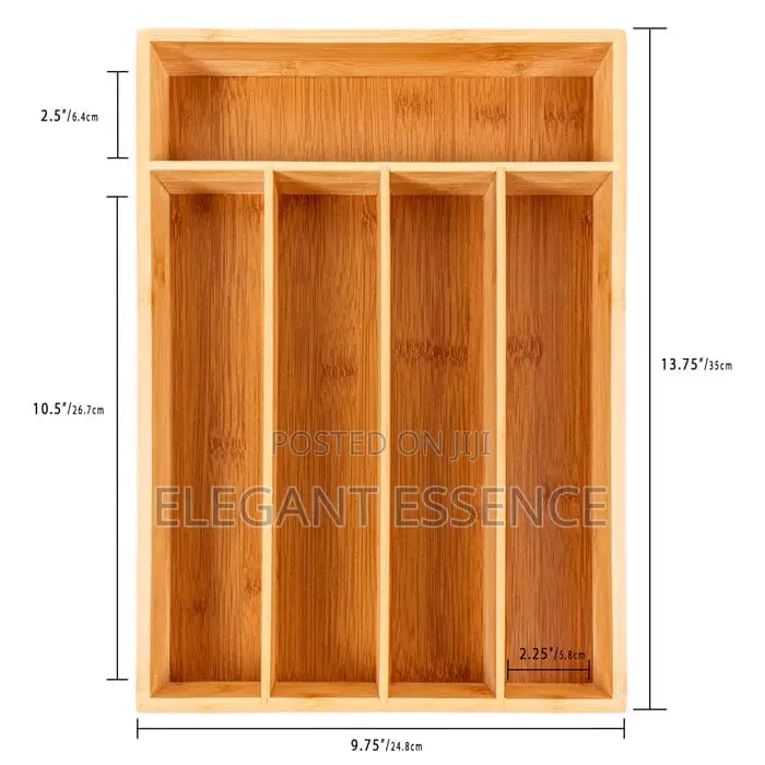 5 Slot Bamboo Cutlery Organizer