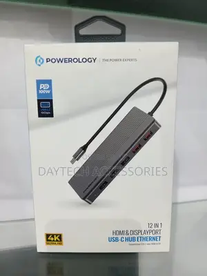 Powerology 12-in-1 Usb-C Hub (P121hbcgy) an Aluminum Docking Station