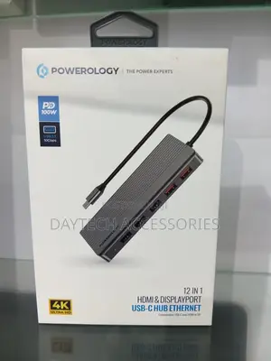 Powerology 12-in-1 Usb-C Hub (P121hbcgy) an Aluminum Docking Station