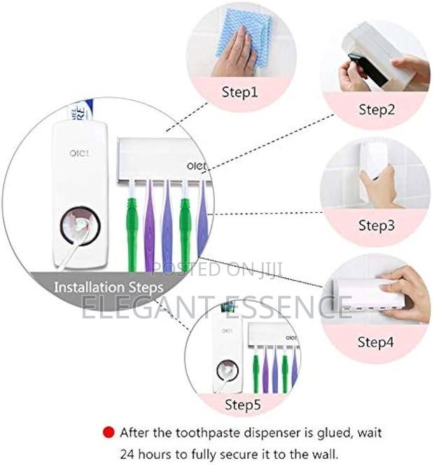 Toothpaste Dispenser Wall-Mounted Toothbrush Holder - thumbnail 3