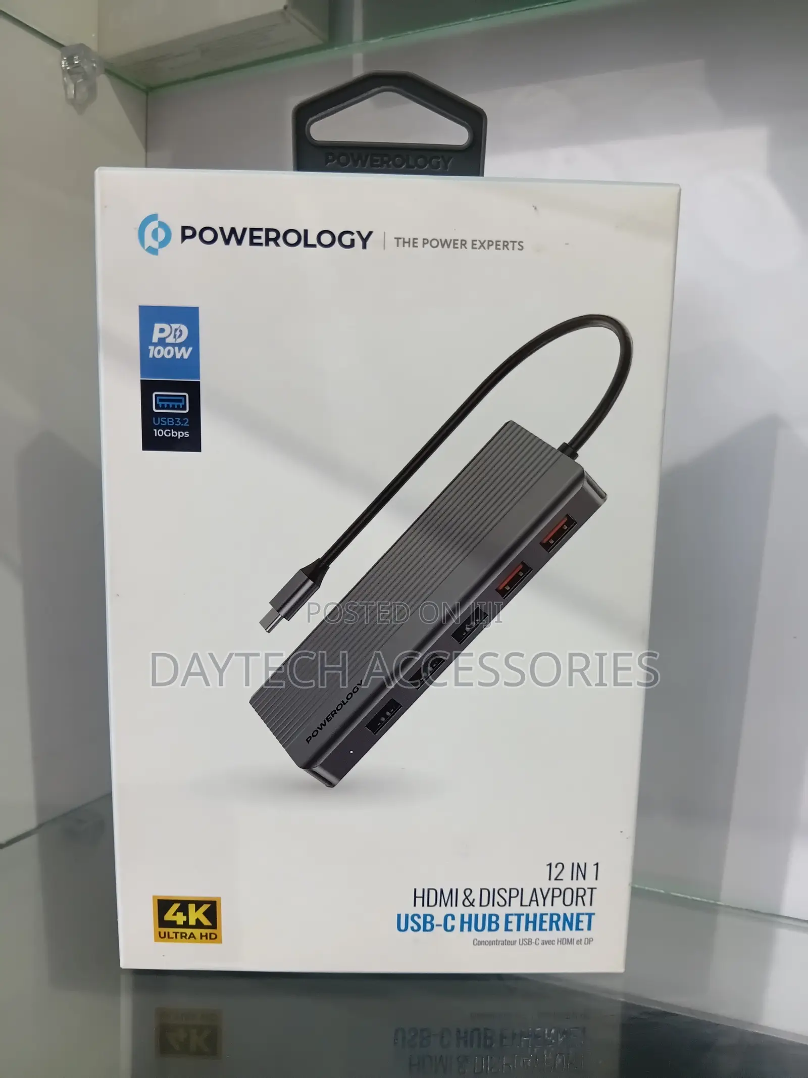 Powerology 12-in-1 Hdmi Displayport Usb-C Hub Ethernet Adapter.