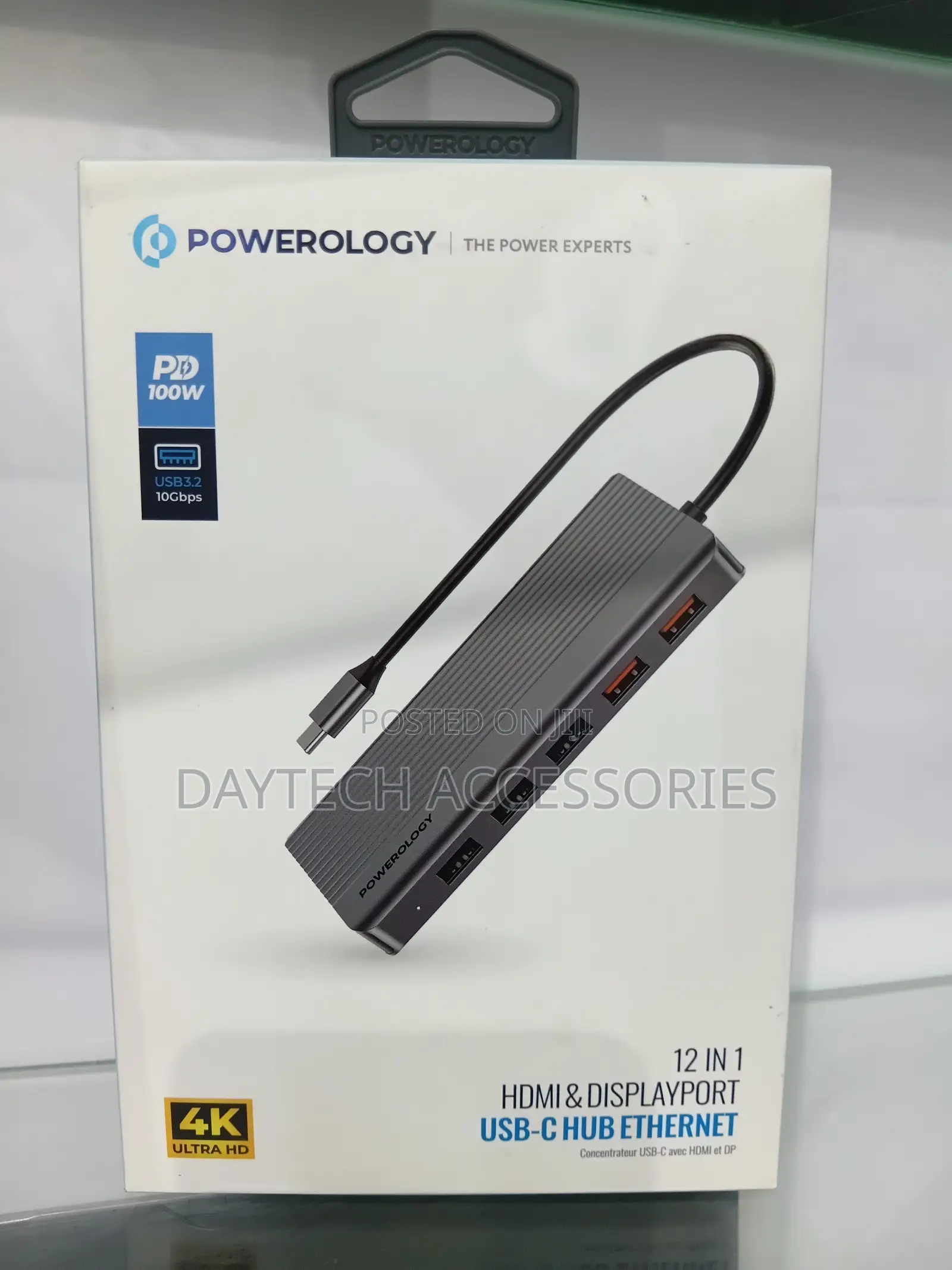 Powerology 12-in-1 Hdmi Displayport Usb-C Hub Ethernet Adapter.