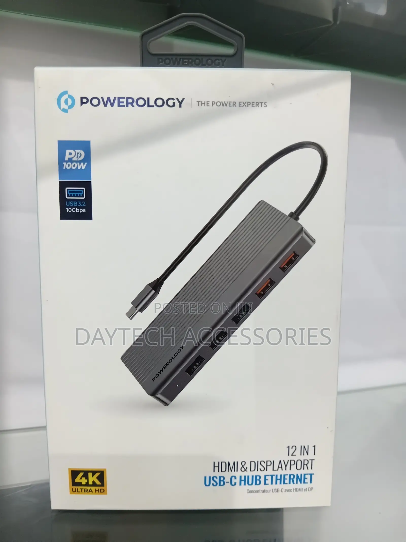 Powerology 12-in-1 Hdmi Displayport Usb-C Hub Ethernet Adapter.