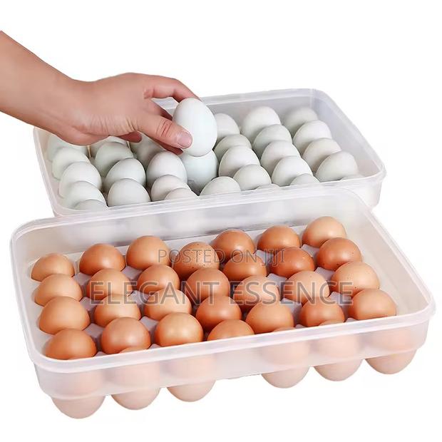 34pc Egg Tray Storage Container With Lid Refrigerator Organizer
