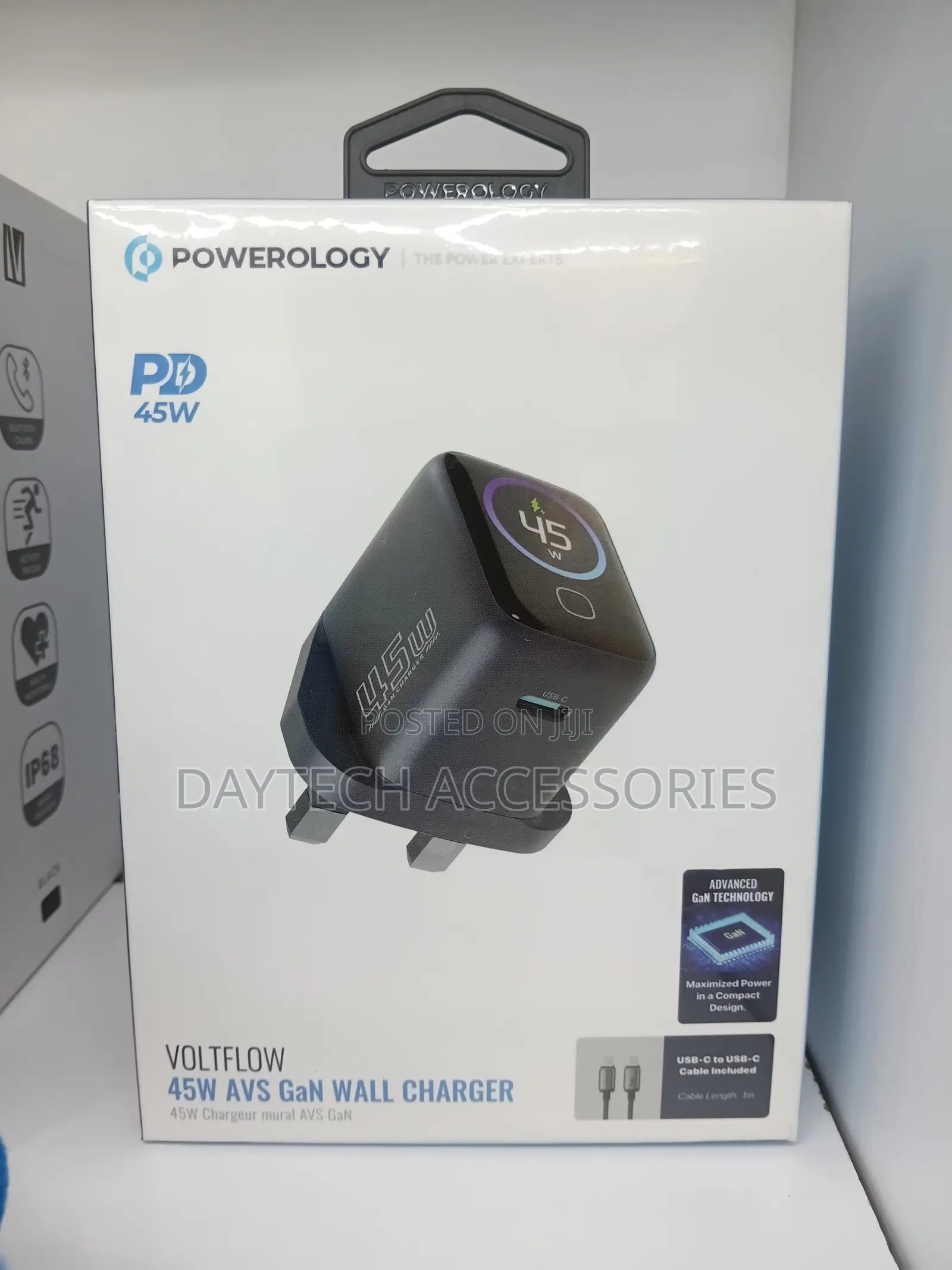 Powerology Volt Flow 45w Type-C Charger With TFT Display - Gray