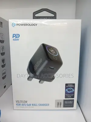 Powerology Volt Flow 45w Type-C Charger With TFT Display - Gray