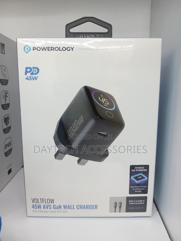Powerology Volt Flow 45w Type-C Charger With TFT Display - Gray - thumbnail 2