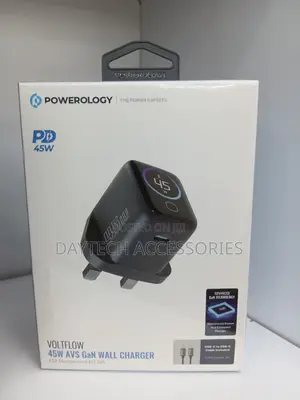 Powerology Voltflow Gan Wall Charger Pd 45w - Black
