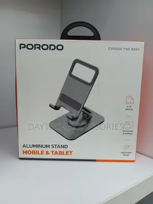 Porodo Aluminum Mobile Tablet Stand in Gray.