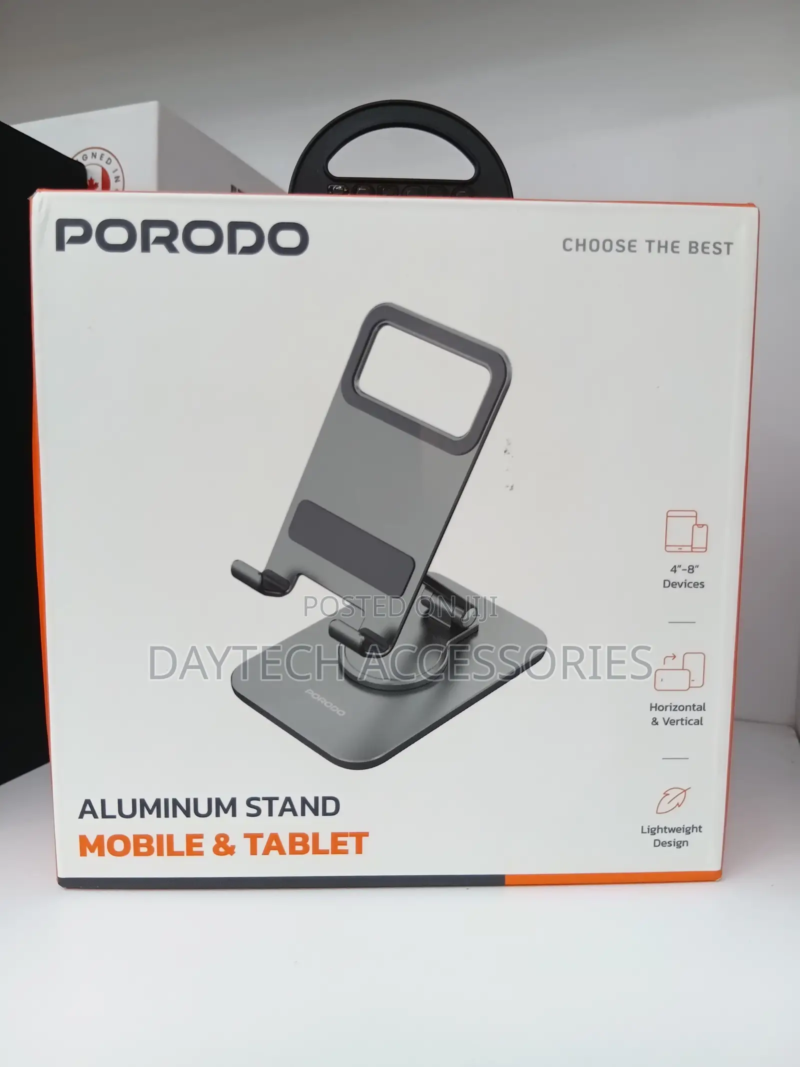 Porodo Aluminum Mobile Tablet Stand for 4-8'' Inch Devices.