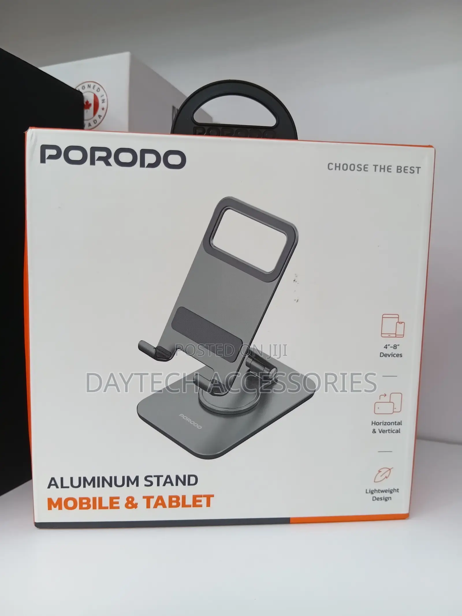 Porodo Aluminum Mobile Tablet Stand for 4-8'' Inch Devices.