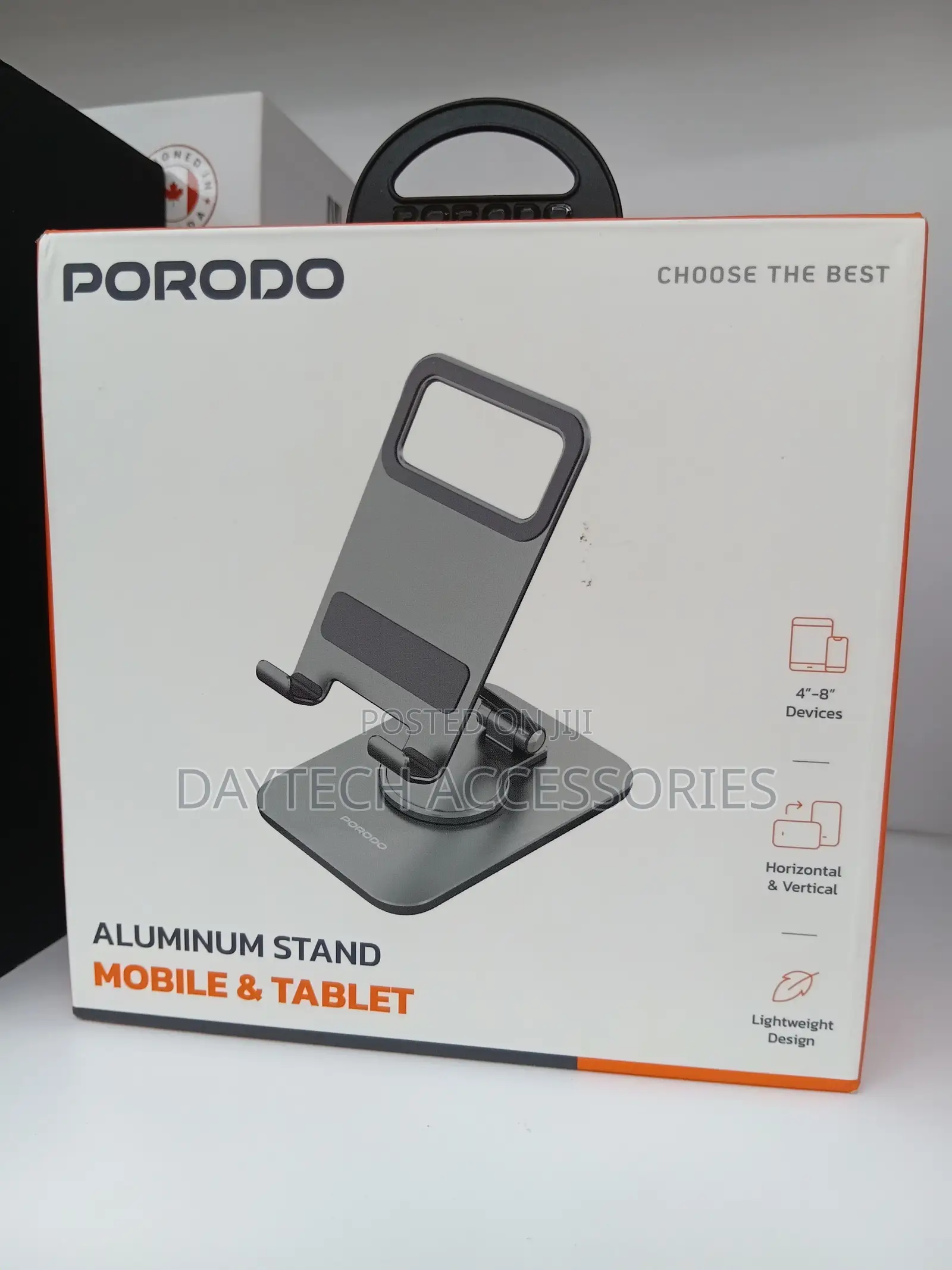 Porodo Aluminum Mobile Tablet Stand for 4-8'' Inch Devices.