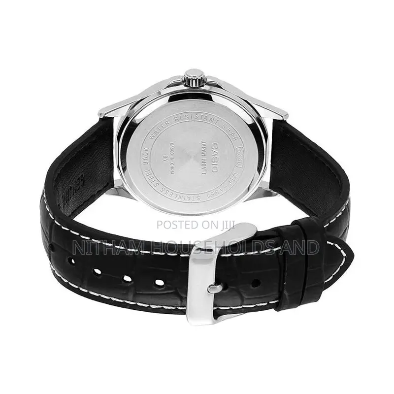 Casio MTP 1381l 1a Black Leather Date Display Watch for Men