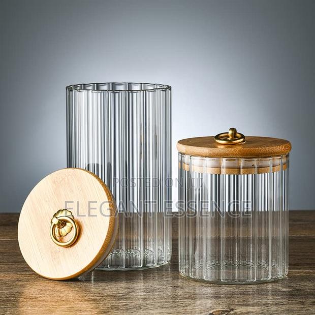 3 In1 Glass Container Bamboo Lid With Golden Pull Ring - thumbnail 3