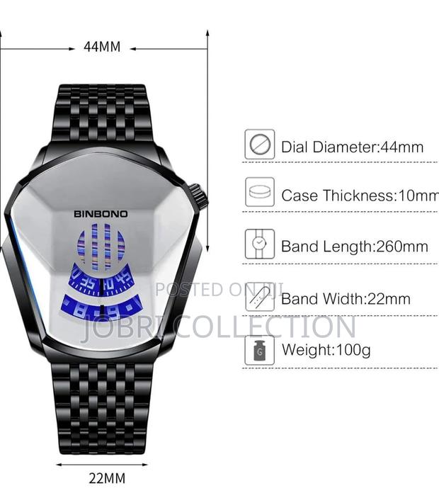 Black Binbond Stainless Steel Gents Watch - thumbnail 2