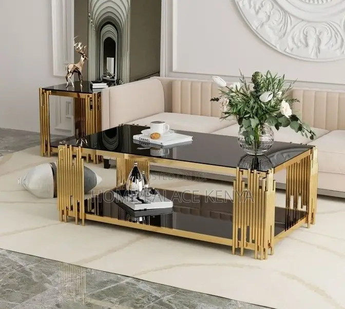 Coffee Table: Black Glass Top Table With Storage