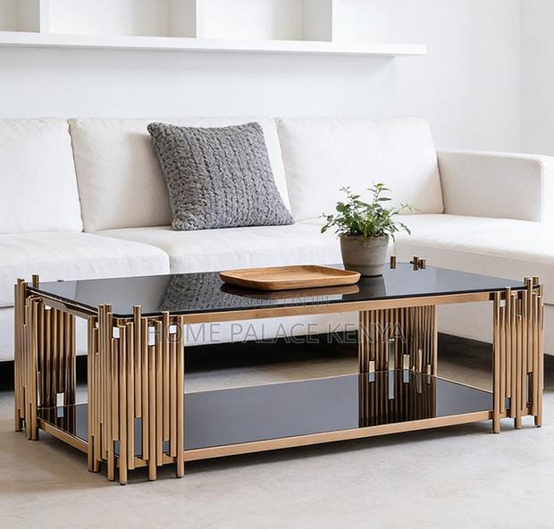 Coffee Table: Black Glass Top Table With Storage - thumbnail 4