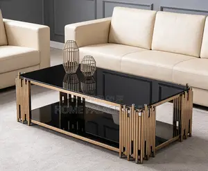 Coffee Table: Black Glass Top Table With Storage