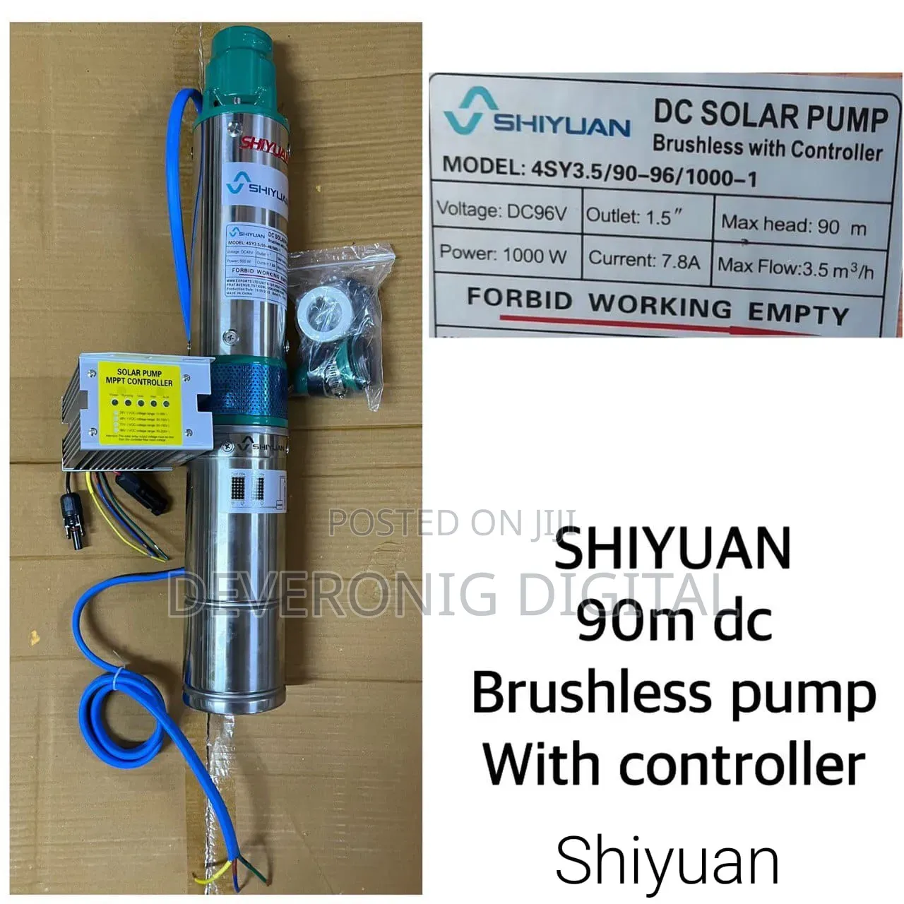 Shiyuan Brushless Dc Solar Water Pump With Controller 90m 1000w