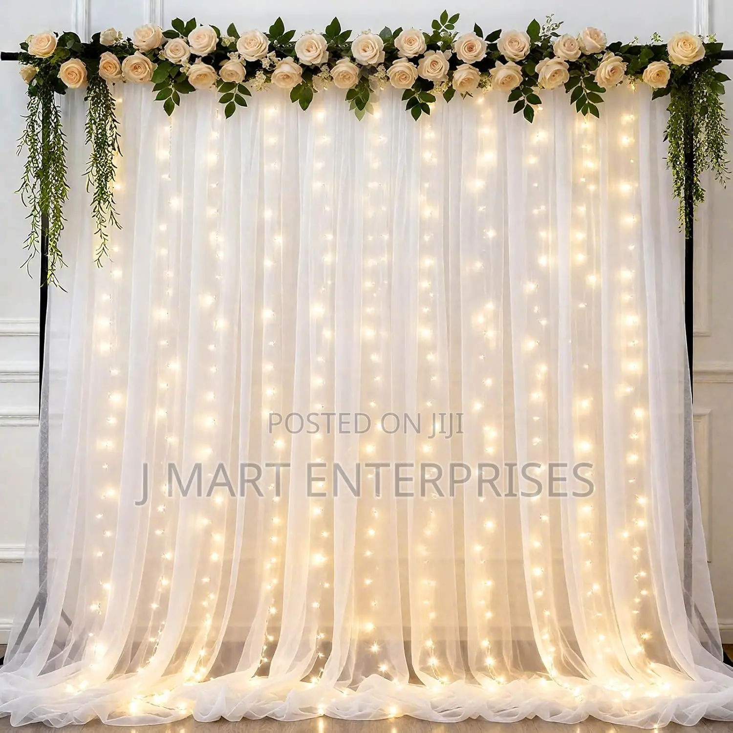 Fairy Lights Sheer Curtain Backdrop for Wedding Baby Shower Birthday
