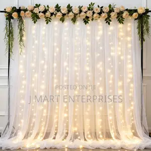 Fairy Lights Sheer Curtain Backdrop for Wedding Baby Shower Birthday