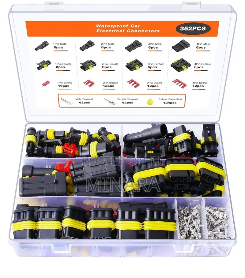 352 Pcs, Waterproof Automotive Wire Connectors Kit, 1 2 3 4 Pins