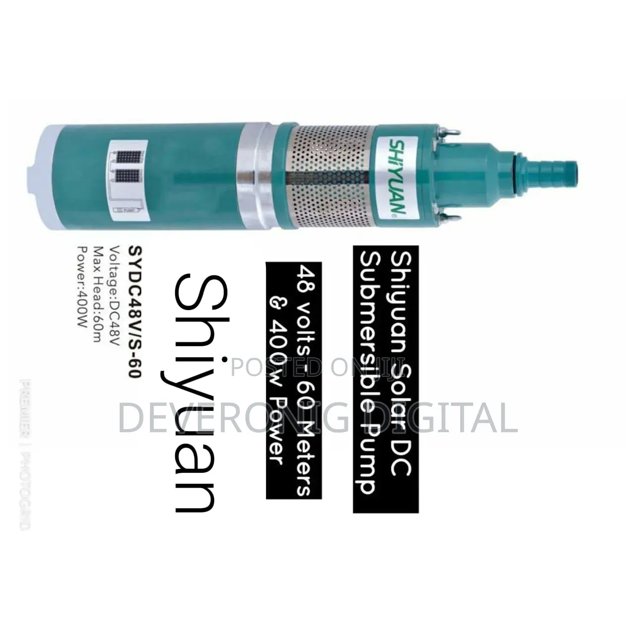 Shiyuan Solar Dc Submersible Water Pump 48volts 60meters 400w