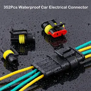 352 Pcs, Waterproof Automotive Wire Connectors Kit, 1 2 3 4 Pins
