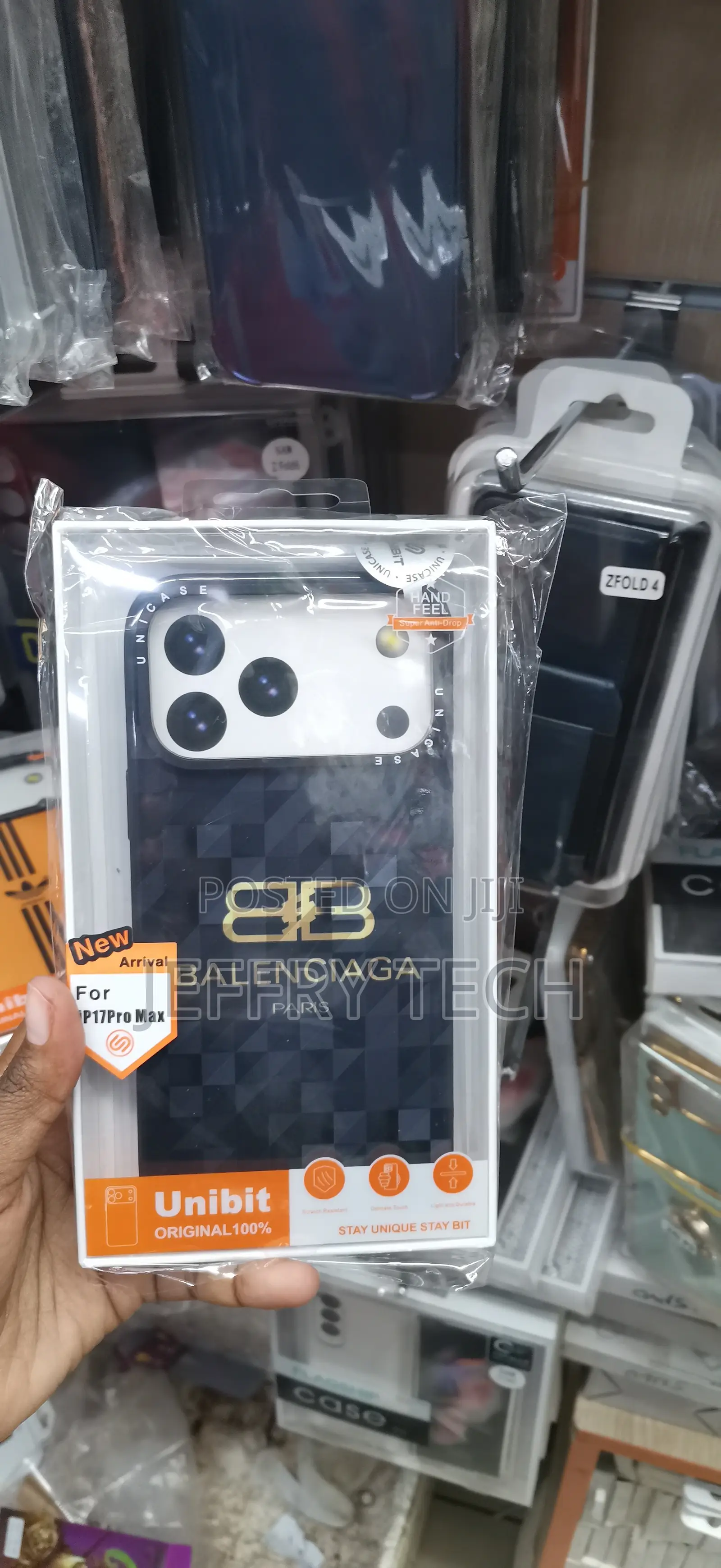 iPhone 17 Pro Max Balenciaga-Branded Dark, Checkered Pattern Case