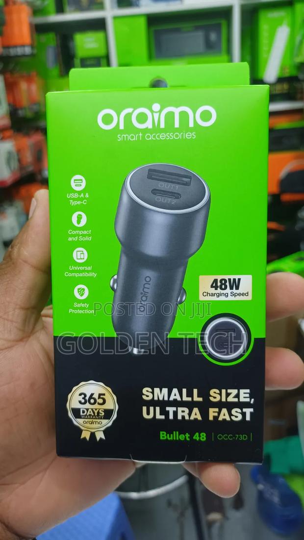 Oraimo Bullet 48 48w Car Charger Small Size, Ultra Fast Usb a Type C