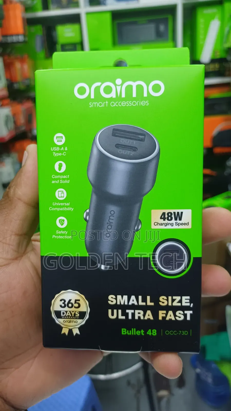 Oraimo Bullet 48 48w Car Charger Small Size, Ultra Fast Usb a Type C