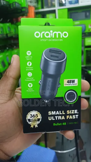 Oraimo Bullet 48 48w Car Charger Small Size, Ultra Fast Usb a Type C