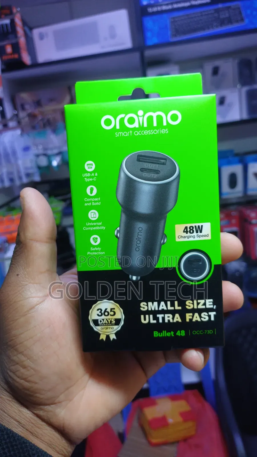 Oraimo Bullet 48 Mini Car Charger – 48w Ultra-Fast Charging