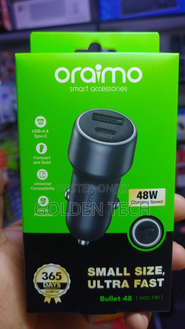 Oraimo Bullet 48 Compact Dual-Port Fast Car Charger