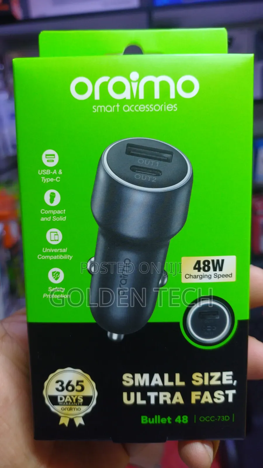 Oraimo Bullet 48 Compact Dual-Port Fast Car Charger