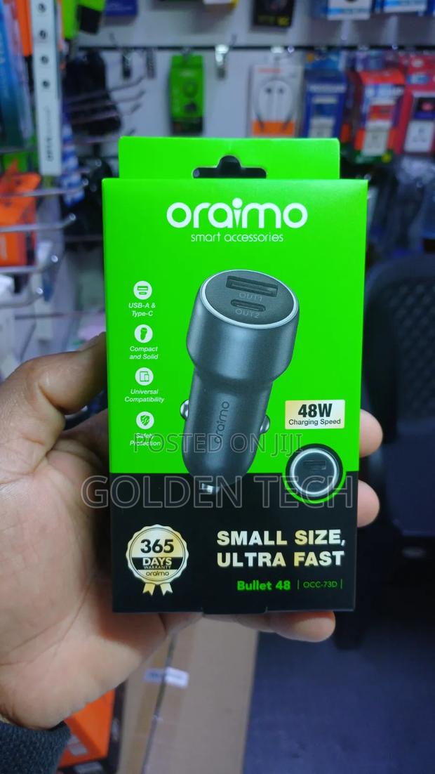 Oraimo Bullet 48w Premium Car Charger – Type-C Usb-A