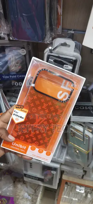 iPhone 17 Pro Max,Prominent Orange and Dark Red Monogram Design Case