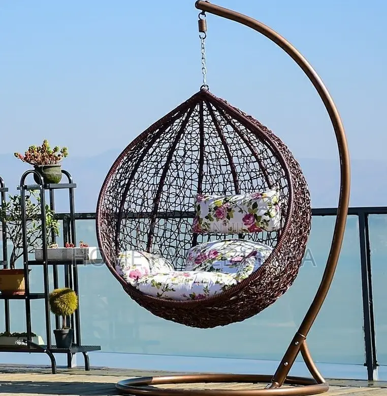 Balcony Chair: Modern Egg Basket Swing Chair for Patio With Cushions