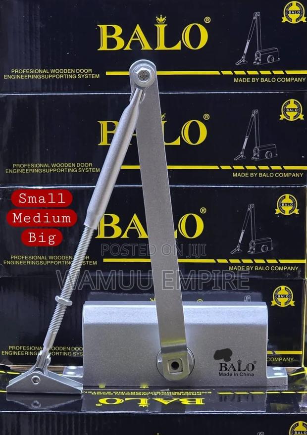 Balo Hydraulic Door Closer Featuring an Aluminum Body and Steel Arms.