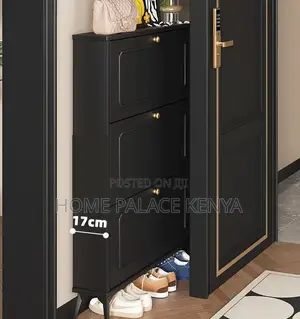 Shoe Cabinet: Black Ultra Thin Vintage Flip Shoe Rack