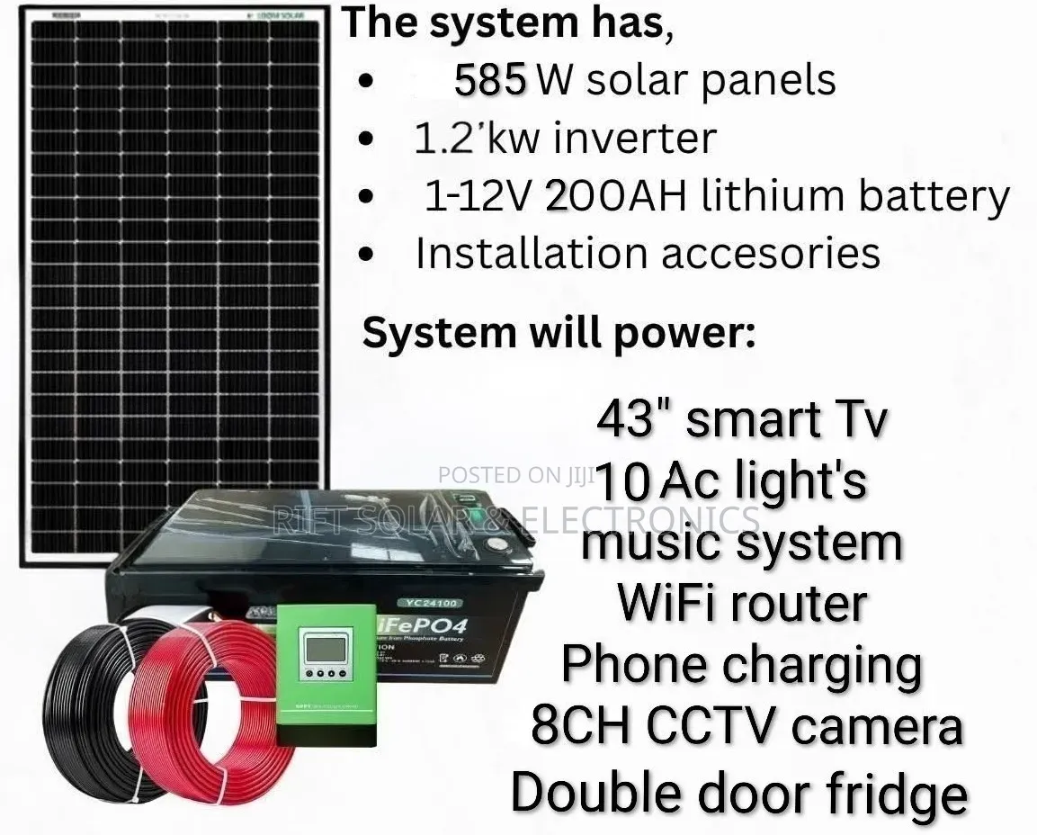 1.2kw Inverter - 200ah Lithium Battery - 595w Bifacial Solar Offgrid