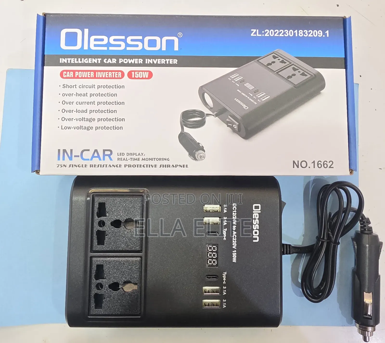 1662 Intelligent Olesson Car Charger/Power Inverter