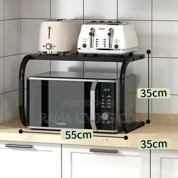 1 Tier Metallic Microwave Organizer Shelf | 55x35x35cm - thumbnail 2