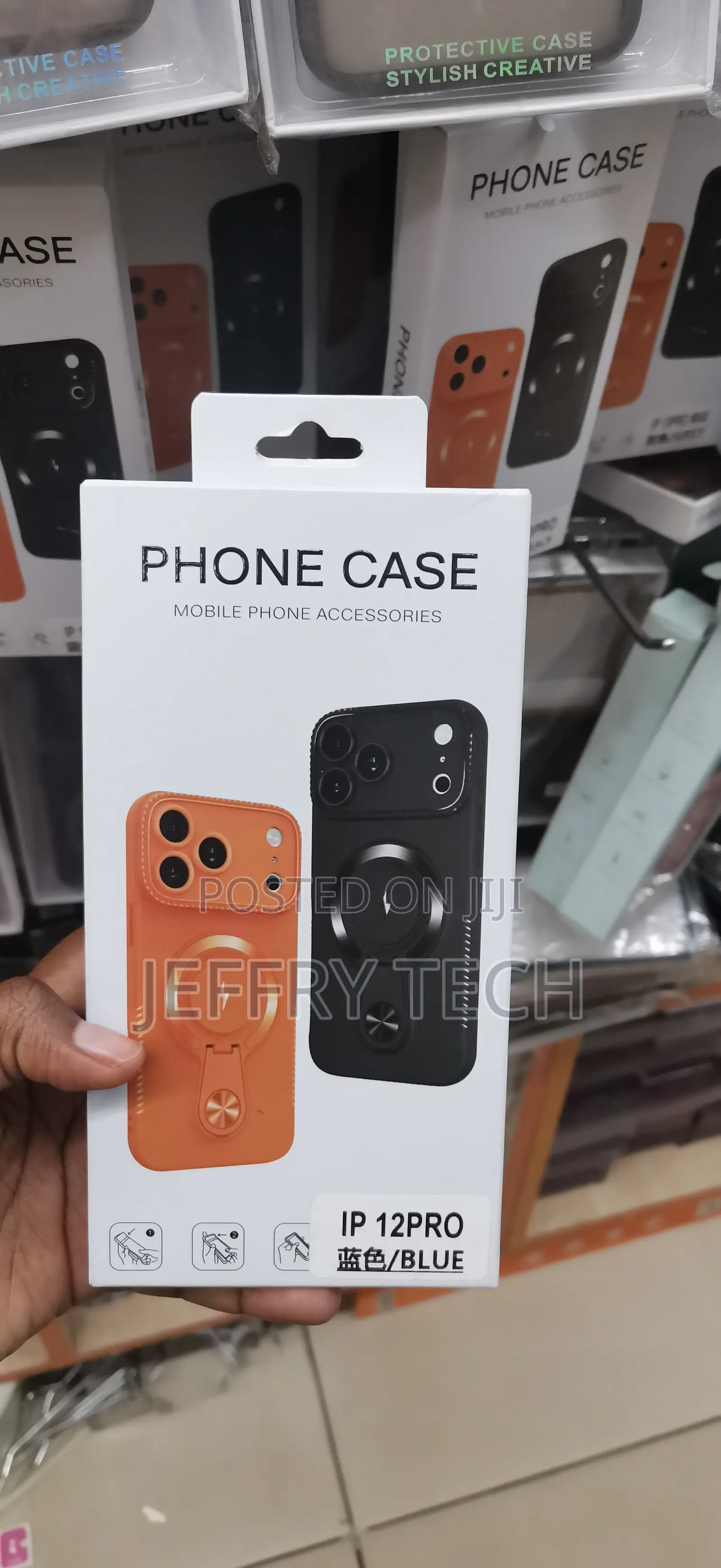 iPhone 12, Built-in Fold-Out Pop Ring Stand Cover