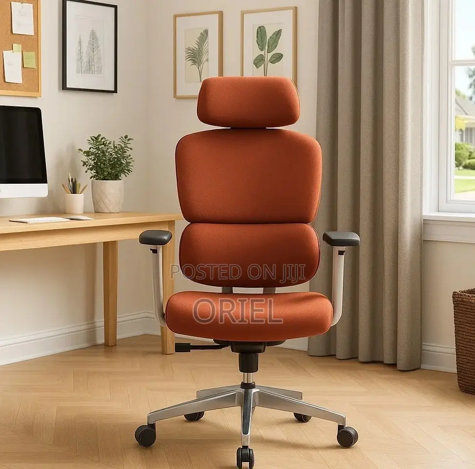 Office Chair : Orange High-Back Orthopedic Chair