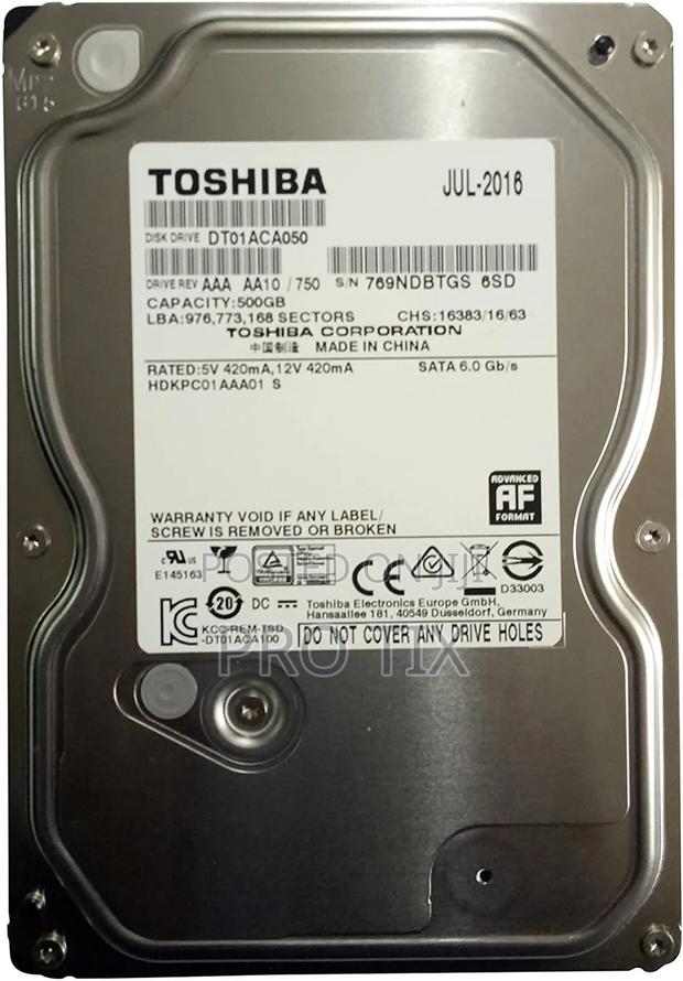 Toshiba 500gb Sata 3.5" Desktop Internal HDD (Dt01aca050