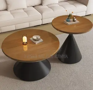 Nesting Table: Two Toned Wooden Top Metallic Base Tables