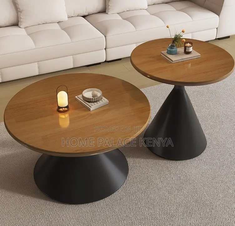 Nesting Table: Two Toned Wooden Top Metallic Base Tables