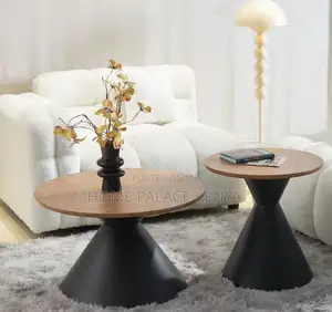 Nesting Table: Two Toned Wooden Top Metallic Base Tables