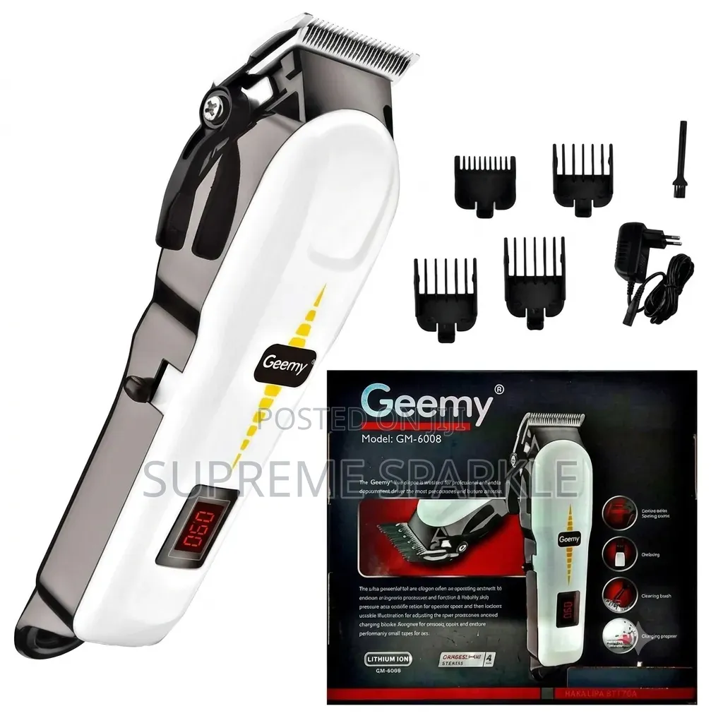 Geemy Gm-6008 Professional Cordless Hair Clipper.(Battery Display).